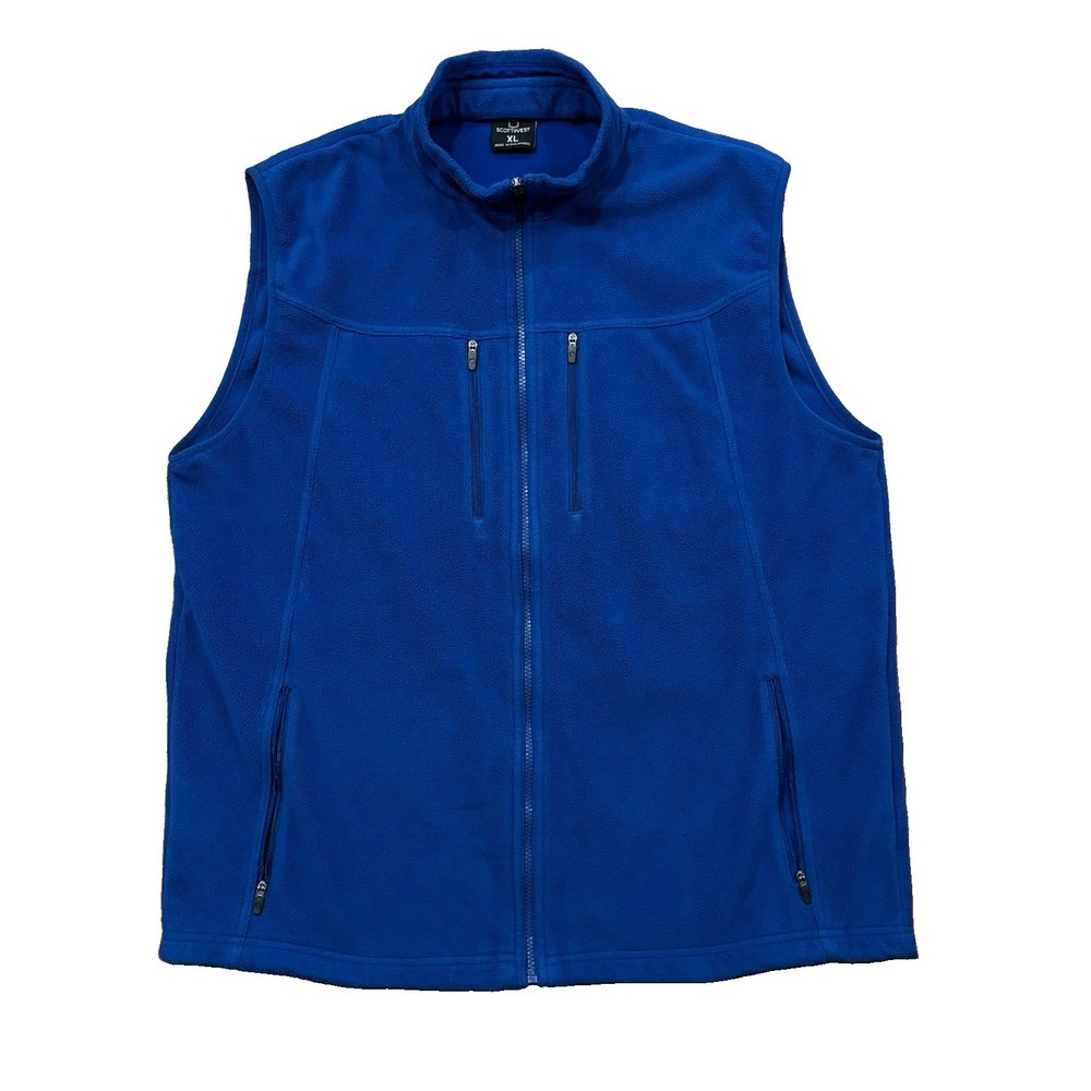 SCOTTeVest Fireside Vest Blue Fleece Full Zip Hidden Pockets Men's XL